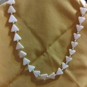 NWT- MOTHER OF PEARL STERLING BEADED NECKLACE. 18"